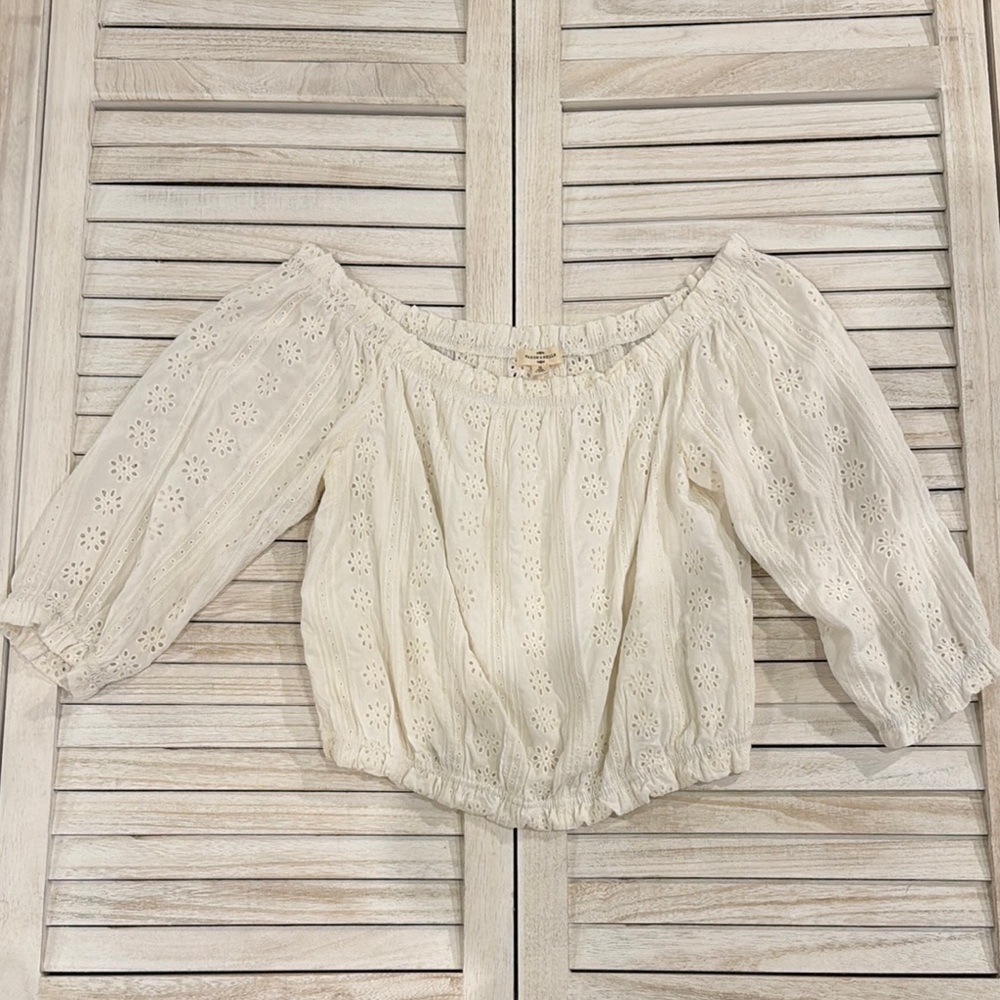 White Eyelet Off-Shoulder Top
